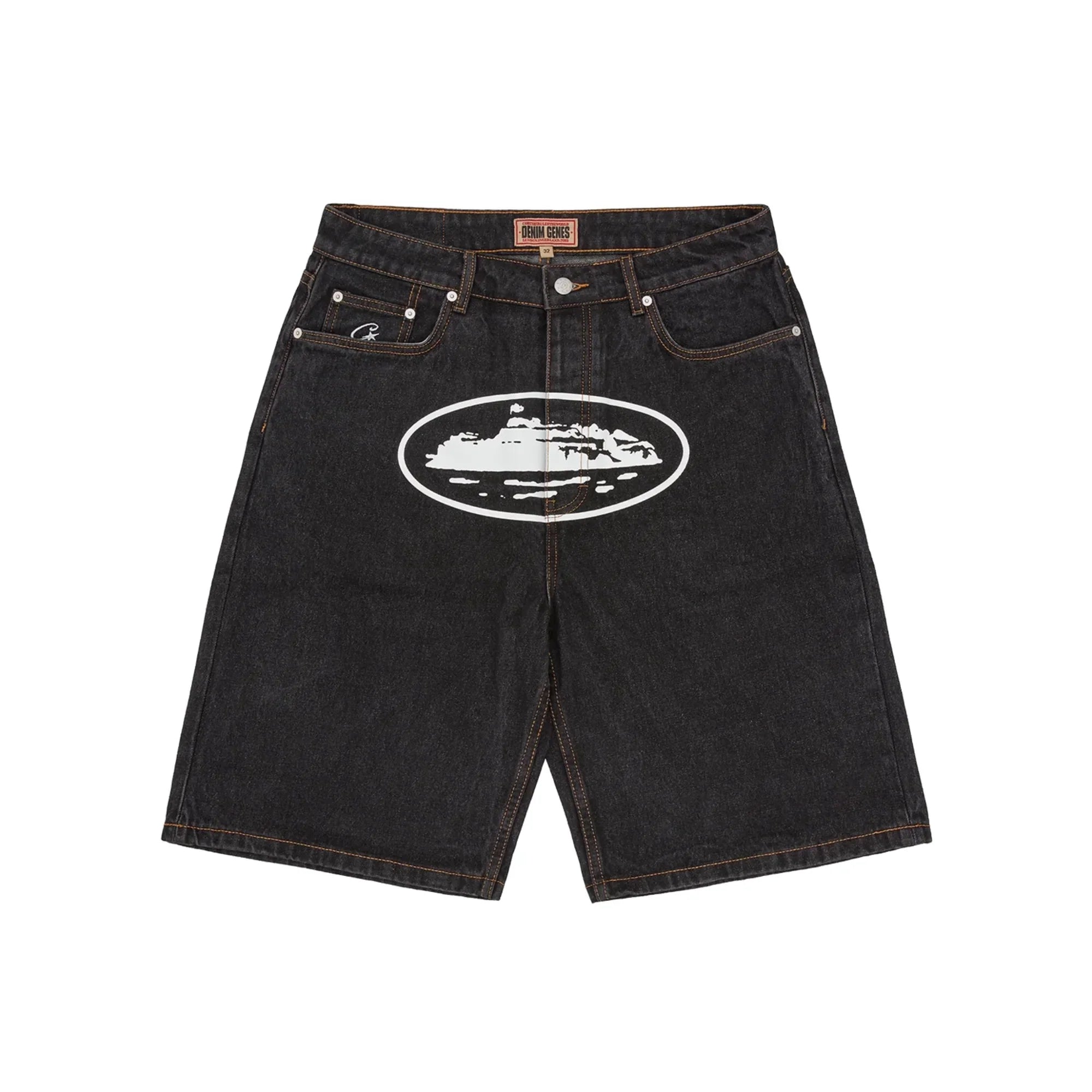 Corteiz – Alcatraz – Baggy-Jeansshorts in verwaschenem Schwarz