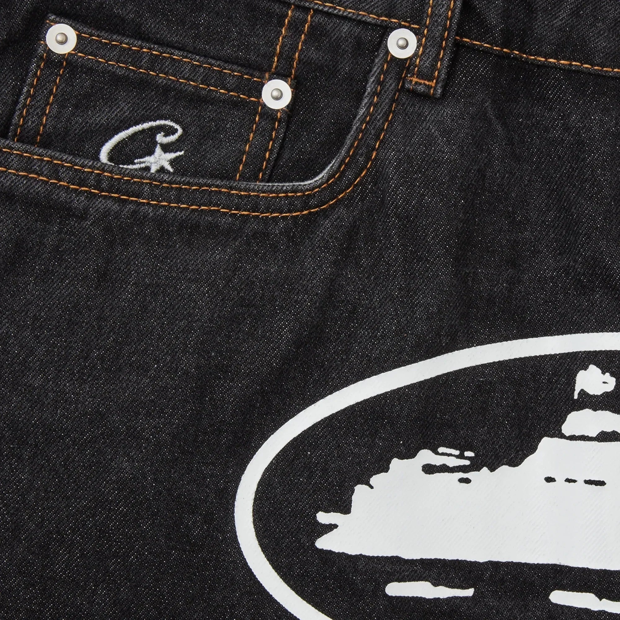 Corteiz – Alcatraz – Baggy-Jeansshorts in verwaschenem Schwarz
