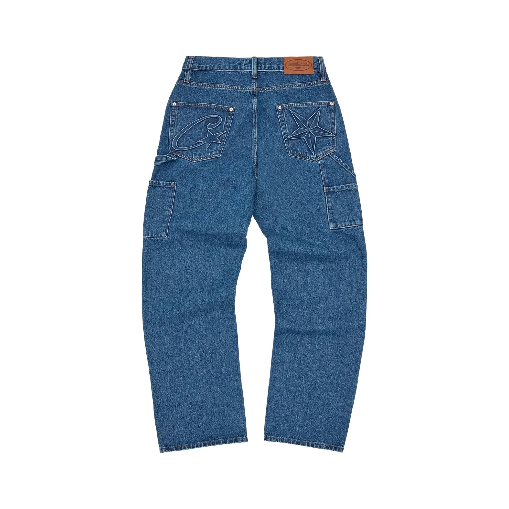Corteiz CRTZ Geprägte C-Star Denim Arbeitshose Blau