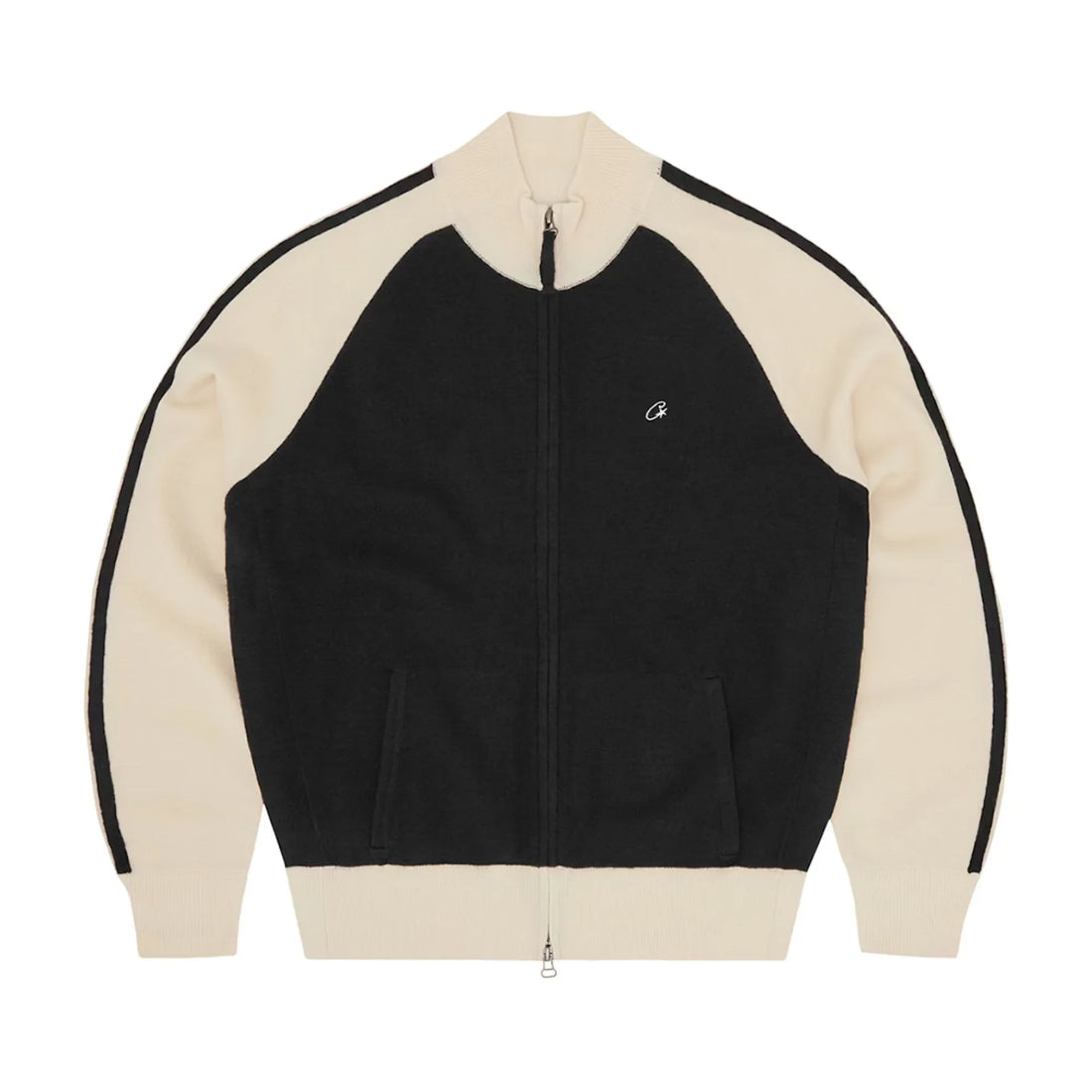 Corteiz Knit Zip Up V2 Schwarz/Creme