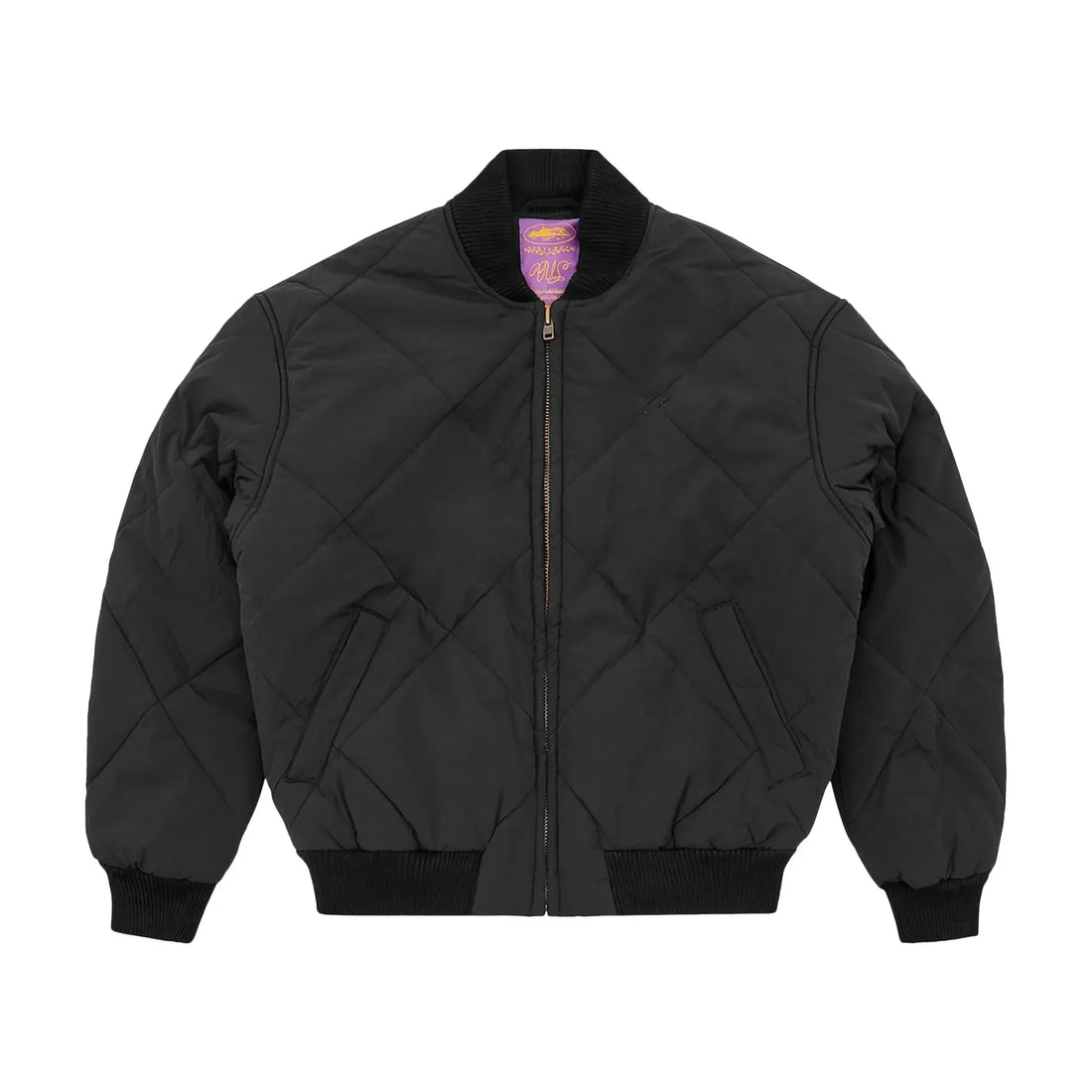 Corteiz CRTZ Olde English Stepp-Bomberjacke Schwarz