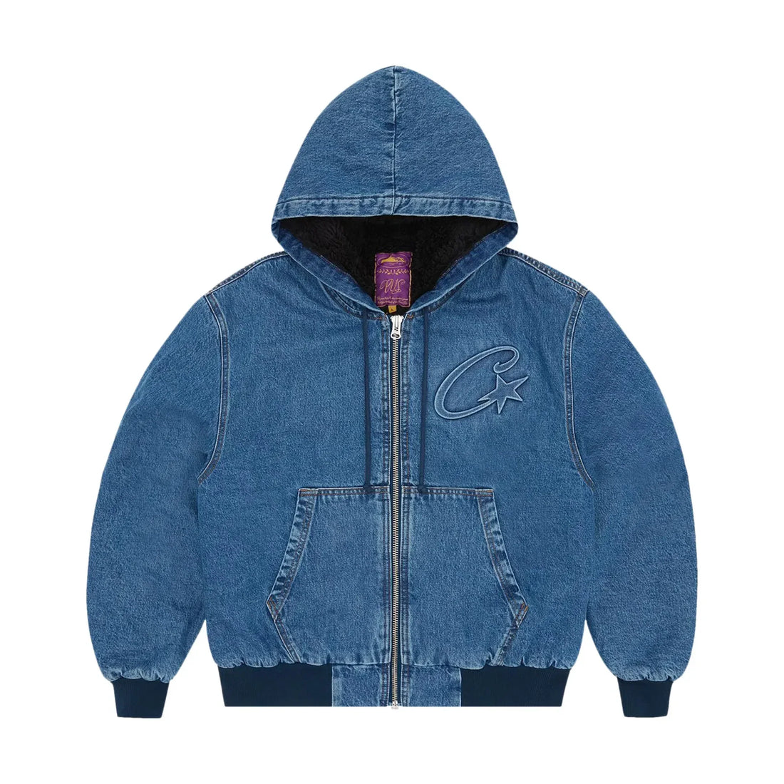 Corteiz CRTZ Geprägte C-Star Denim Arbeitsjacke Blau