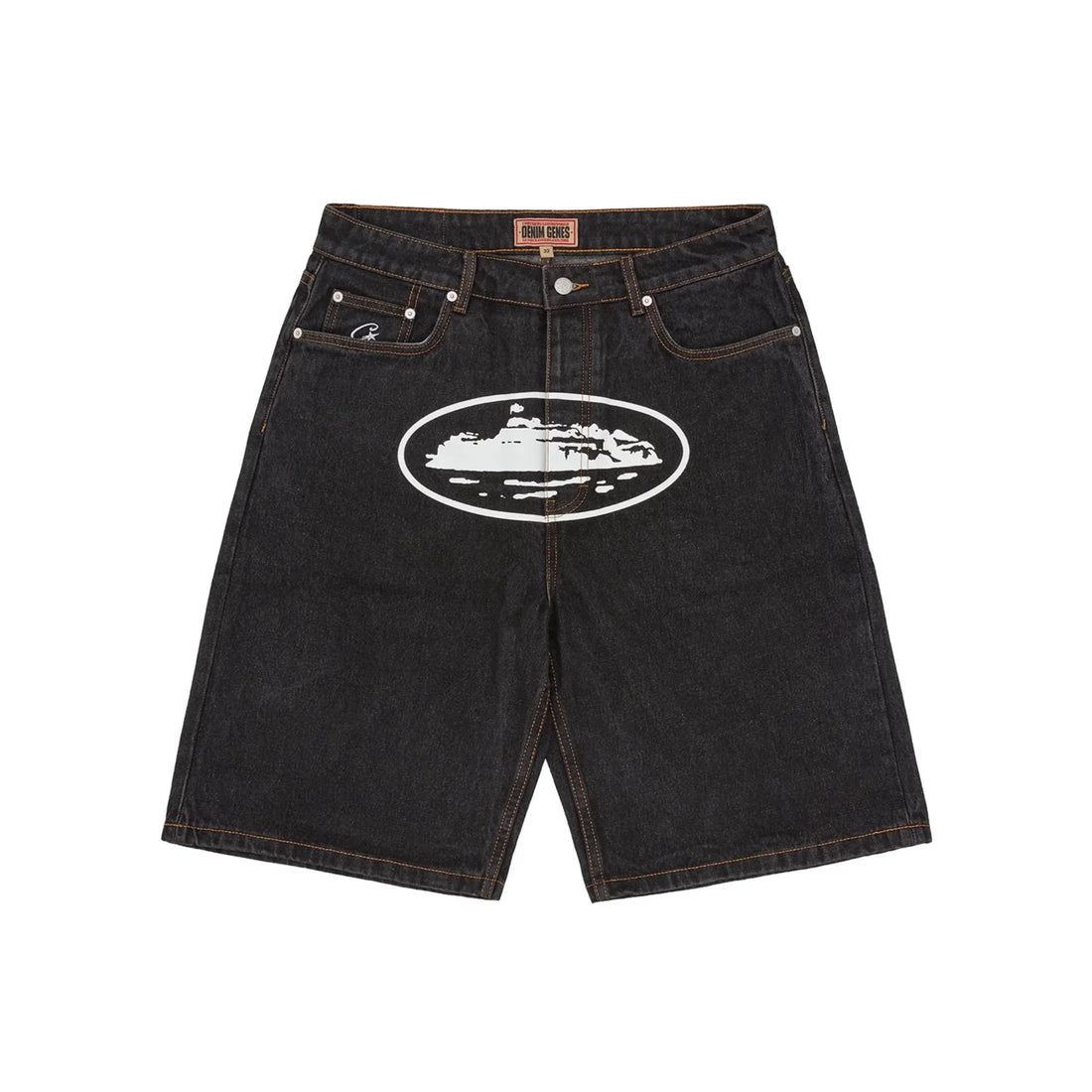 Corteiz Alcatraz Baggy Jean Shorts Washed Black