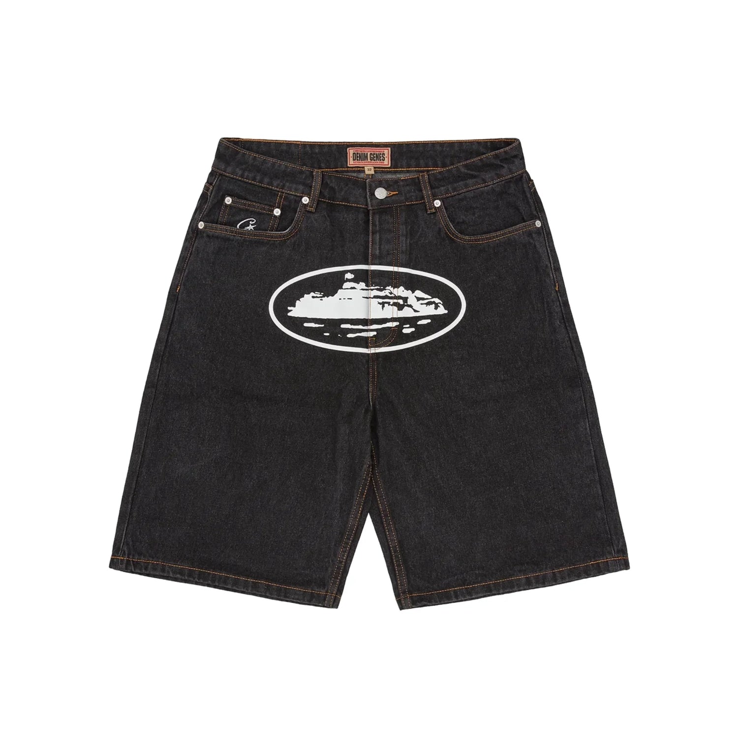 Corteiz – Alcatraz – Baggy-Jeansshorts in verwaschenem Schwarz