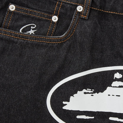 Corteiz – Alcatraz – Baggy-Jeansshorts in verwaschenem Schwarz