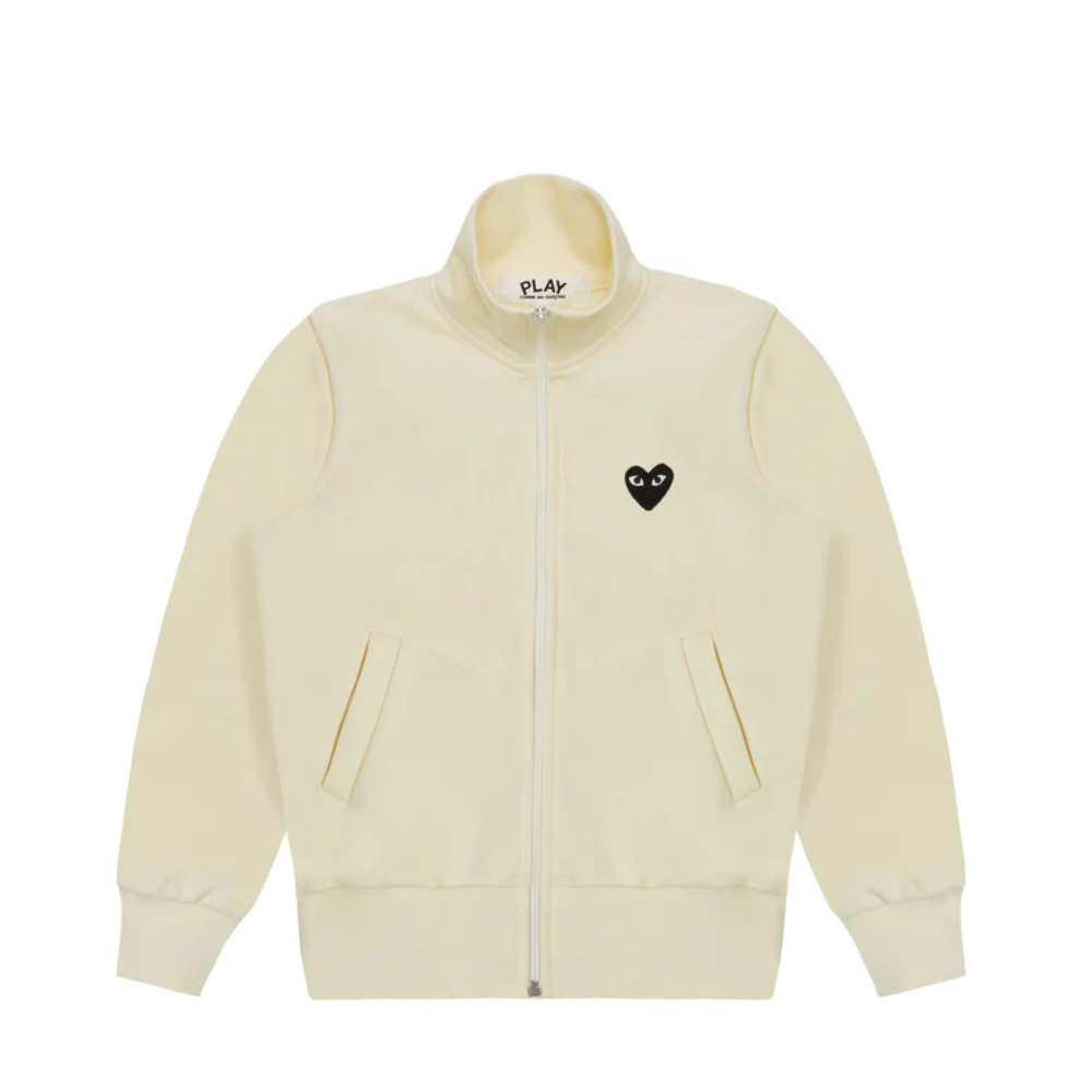 Comme des Garcons Play Big Black Heart Zip Up Sweatshirt Ivory