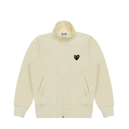Comme des Garcons Play Big Black Heart Sweatshirt mit Reißverschluss Elfenbein 