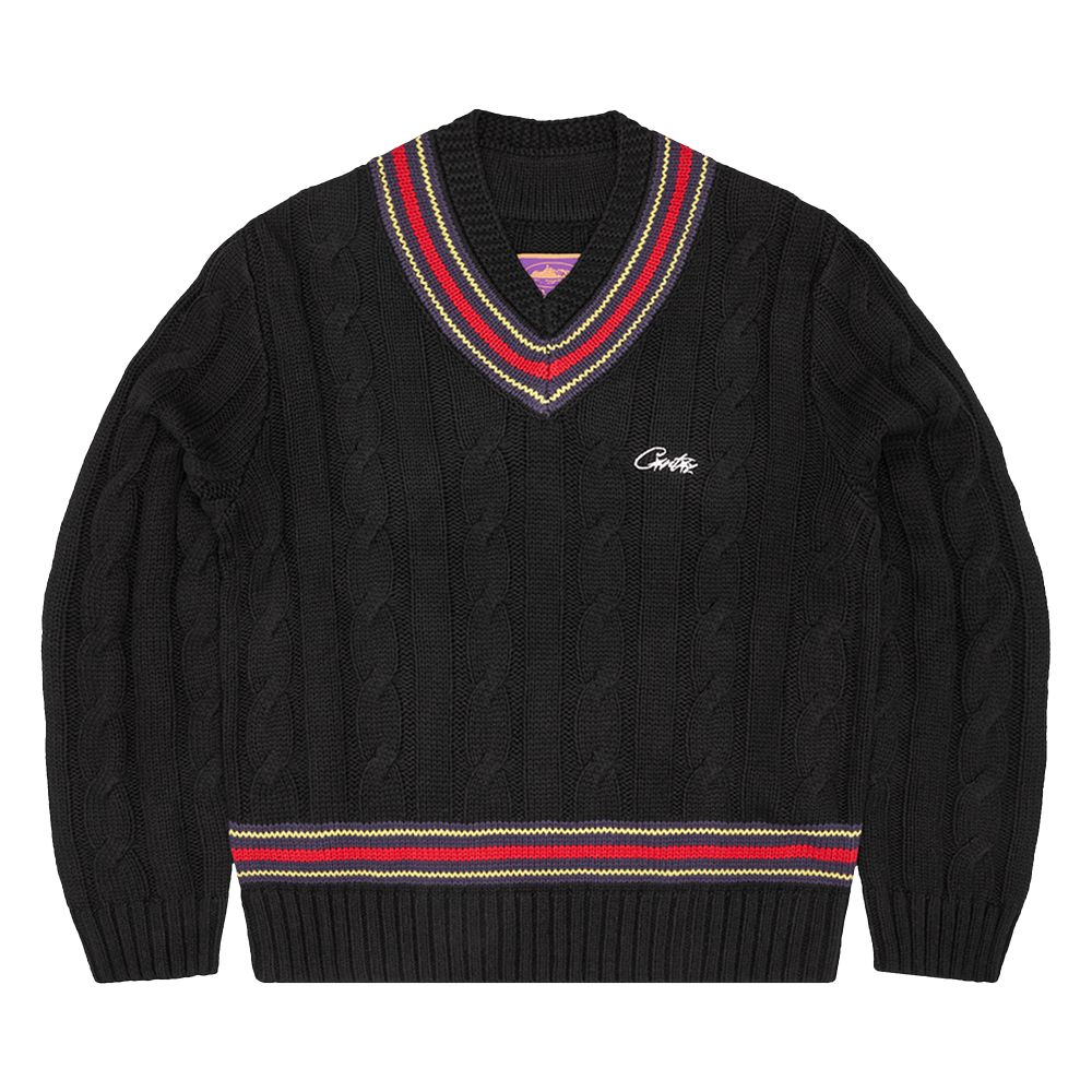 Corteiz Wimbledon Strickpullover Schwarz