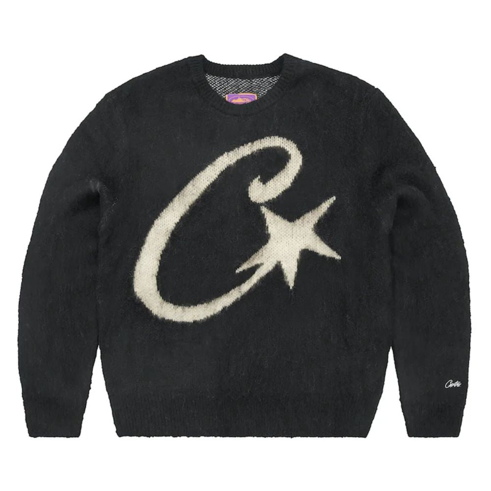 Corteiz C Star Mohair Strickpullover Schwarz