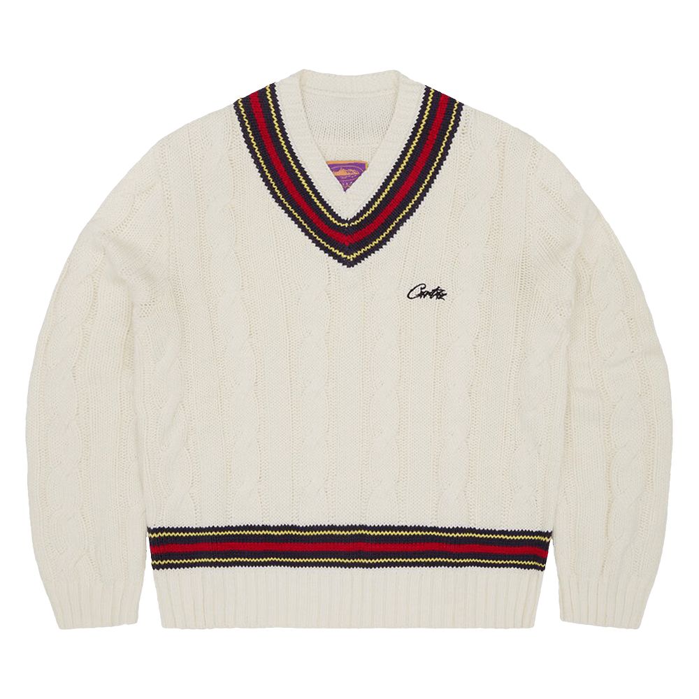 Corteiz Wimbledon Strickpullover Weiß