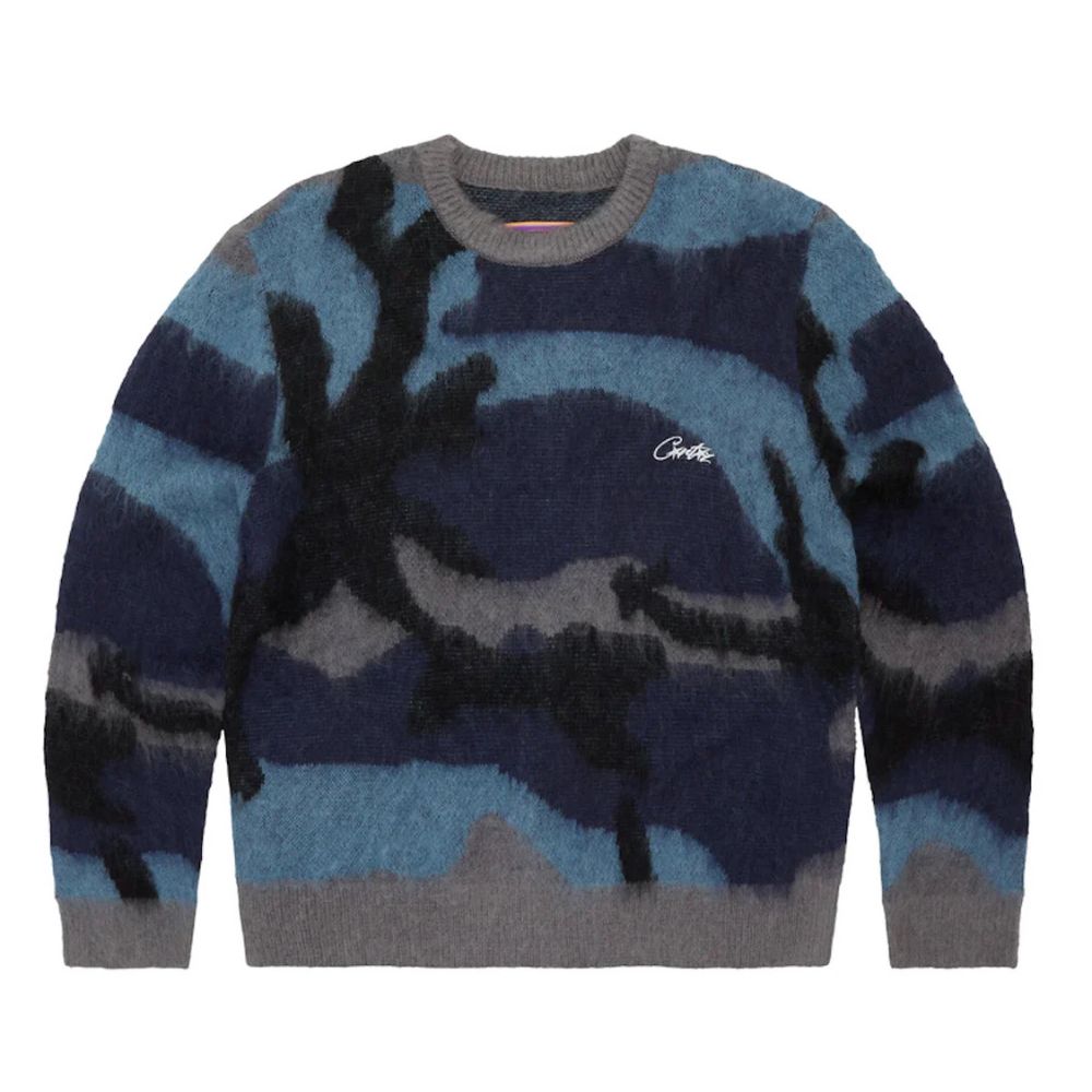 Corteiz Mohair-Strickpullover Ocean Camo